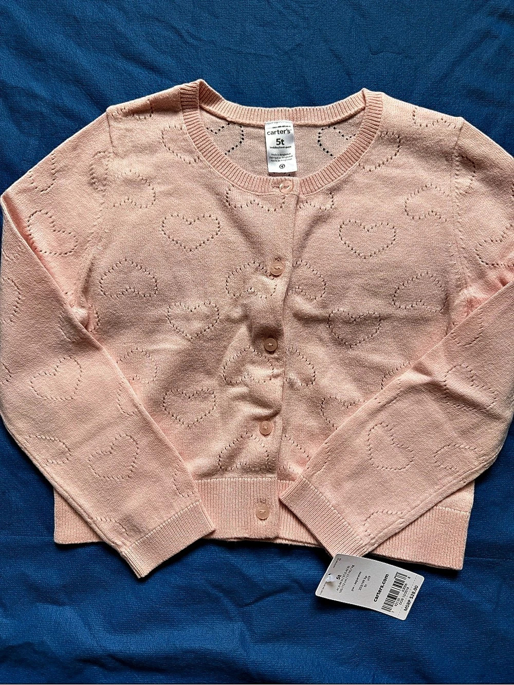 Carter's  Girl Pointelle Button-Front Sweater Knit Cardigan Pink   Size 5T